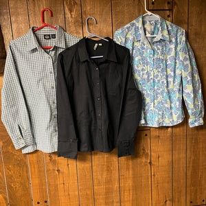 3 Quality Blouses Long-sleeved Dockers, St. John Bay, Crazy Horse SIZE XL